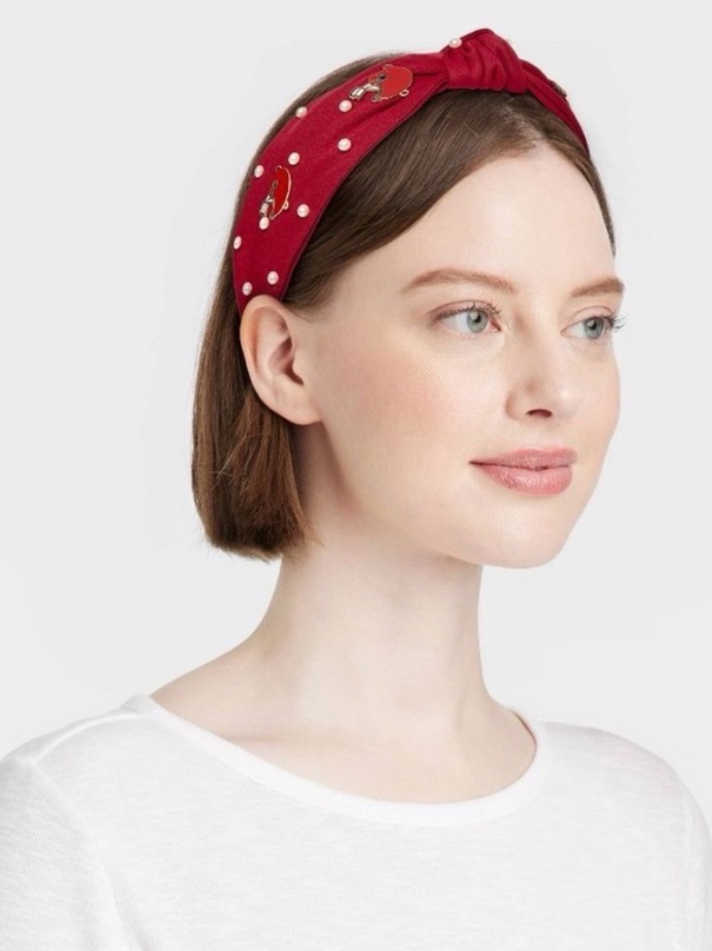 Universal Thread Red Top Knot Headband Football and Pearls Game Day Sports NWT